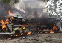 विद्युत् सर्ट भएर बसमा आगलागी