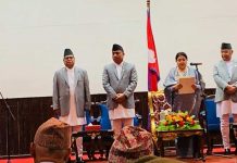 नव नियुक्त पर्यटन मन्त्री योगेश भट्टराईद्वारा सपथग्रहण