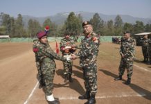 प्रधानसेनापति महारथी पूर्णचन्द्र थापाद्वारा निरीक्षण भ्रमण