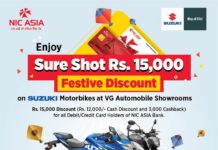 एनआइसीका ग्राहकलाई सुजुकीका सवारी खरिदमा १५ हजार नगद छुट मिल्ने