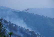 निकुञ्जमा लागेकाे डढेलो नियन्त्रणमा लनि हेलिकप्टर प्रयाेग