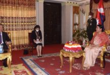 तीनदिने नेपाल भ्रमणमा रहेका चीनका विदेशमन्त्री राष्ट्रपति भण्डारीबीच भेट