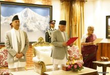 नवनियुक्त प्रधानमन्त्री सुशीला कार्कीले पद तथा गोपनीयताको शपथ ग्रहण