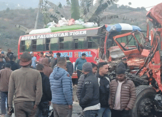 ७ वटा गाडी ठोक्किएर भएको दुर्घटनामा २ जनाको मृत्यु हुँदा ३३ घाइते
