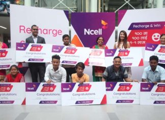 Ncell handovers cash prize to the 3rd week winners under ‘Recharge and Win’ offer