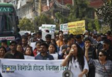 निजगढमा विमानस्थल निर्माणमा रुख काटानको विरोध गर्दै काठमाडौँमा प्रदर्शन