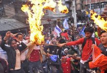 प्रधानमन्त्री ओली र मन्त्री पण्डितको पुत्ला दहन