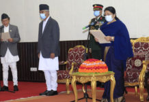 राष्ट्रपति भण्डारीद्वारा खड्कालाई मन्त्री पदको शपथ ग्रहण