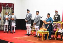 राष्ट्रपति विद्यादेवीबाट चार नवनियुक्त मन्त्रीलाई शपथ लिए