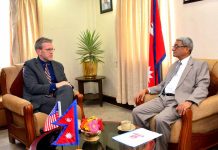 गृहमन्त्री लेखक र अमेरिकी राजदूत थम्पसनबीच भेटवार्ता