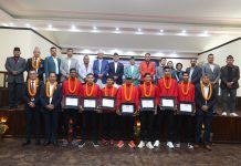 थाउलो वल्ड कपमा काँस्य पदक विजेता सम्मानित