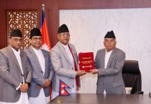 संविधानको धारा २९४ बमोजिम प्रतिवेदन राष्ट्रपतिसमक्ष पेस